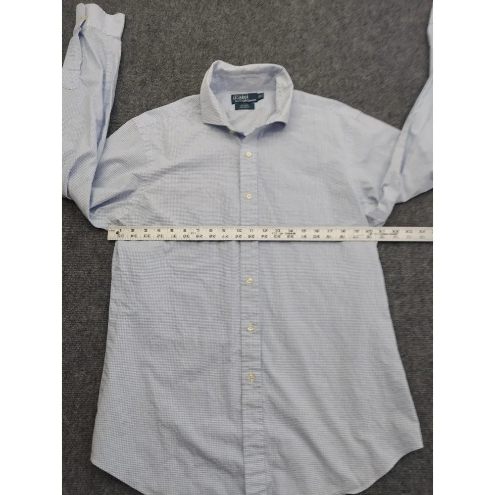 Polo Ralph Lauren Shirt Mens 17 Blue Check Estate Custom‎ Fit Button Down